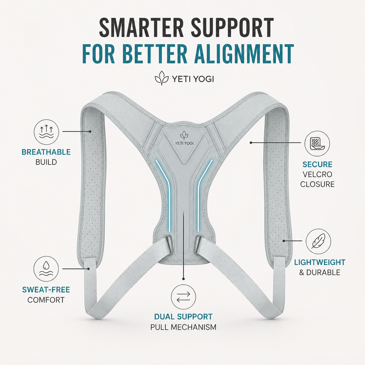 YETI YOGI men posture corrector features and support mechanism