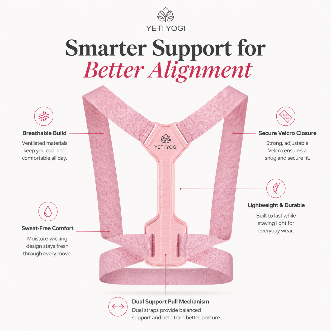 YETI YOGI women posture corrector features and support mechanism