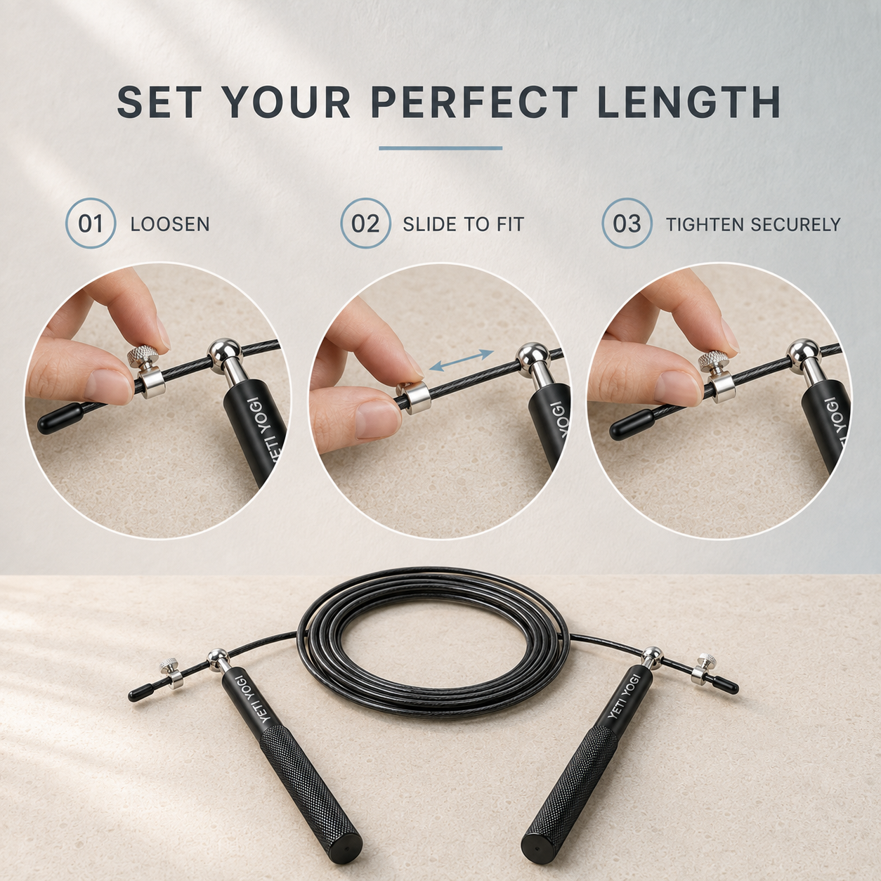 How to adjust the Pro Aluminum skipping rope