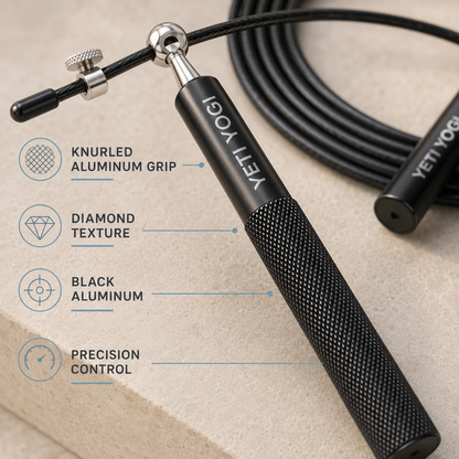 Knurled grip of the Pro Aluminum skipping rope