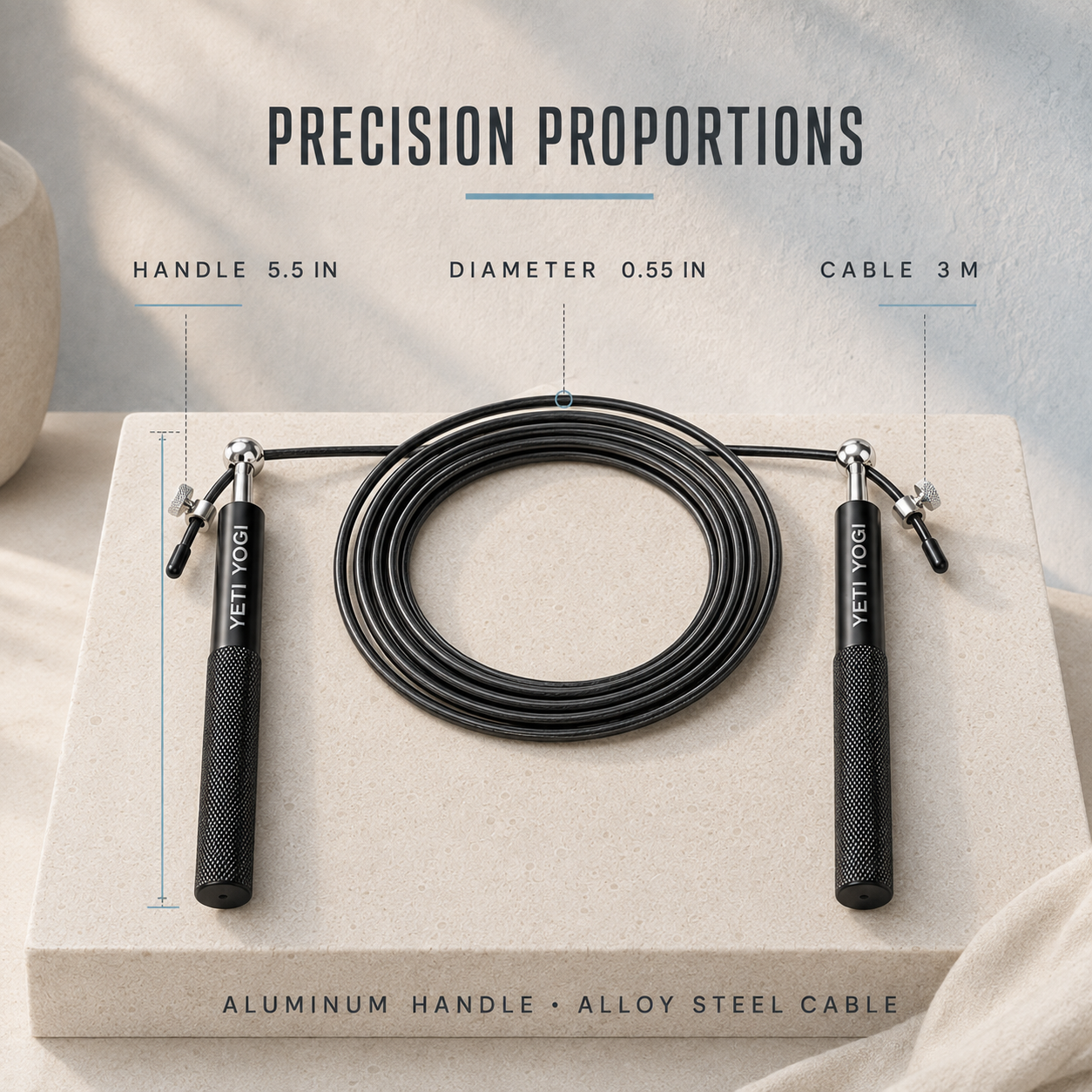 Pro Aluminum skipping rope dimensions and proportions