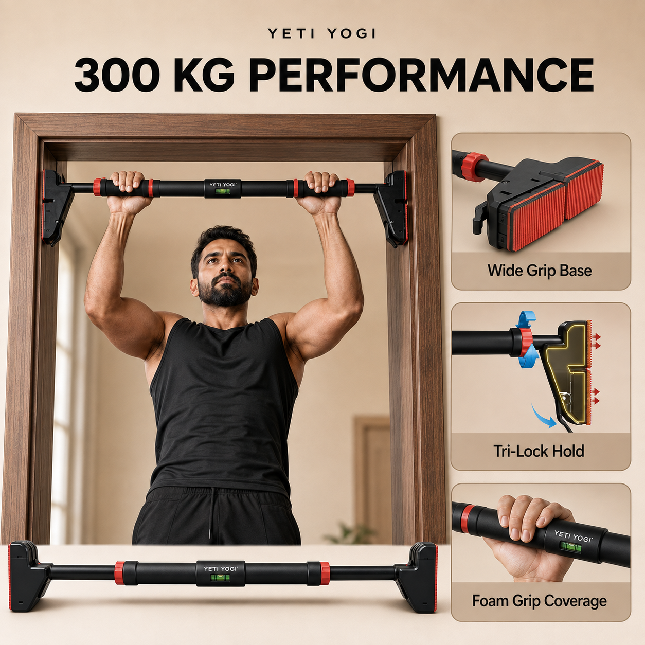 YETI YOGI 300 kg pull-up bar performance and safety features
