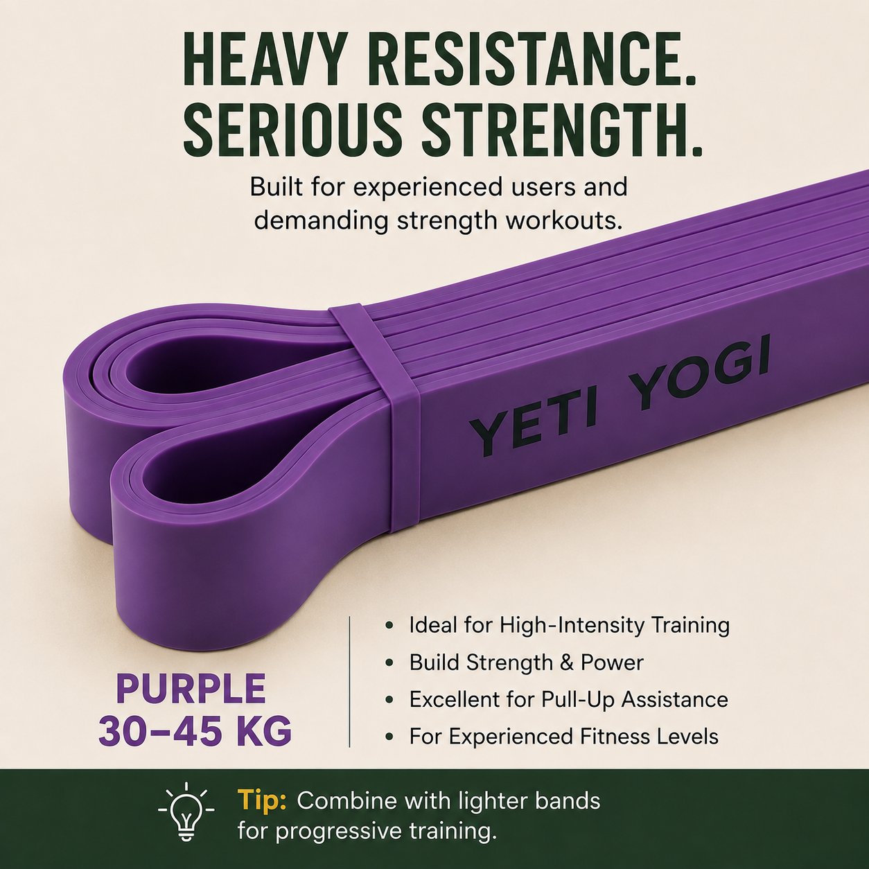 YETI YOGI Purple Resistance Band 30–45 kg infographic 2
