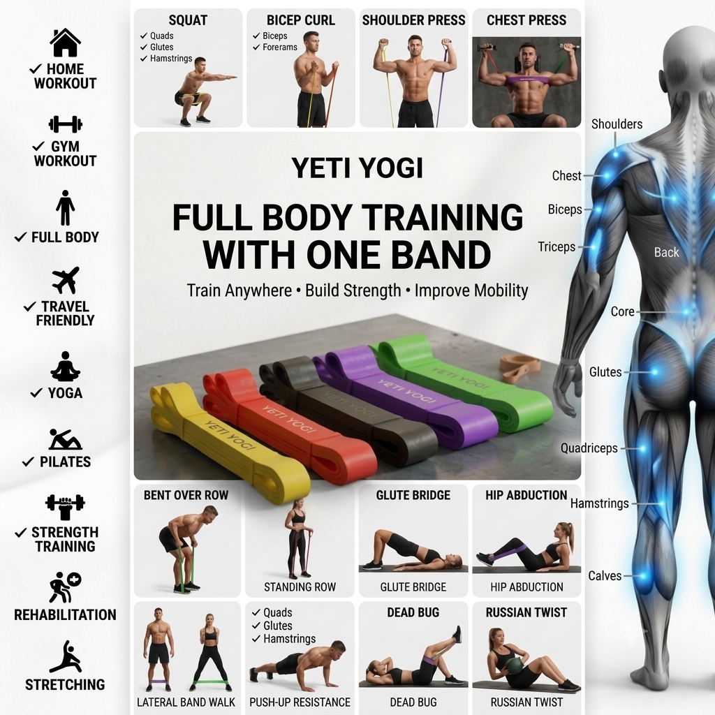Full-body exercises using YETI YOGI resistance loop bands