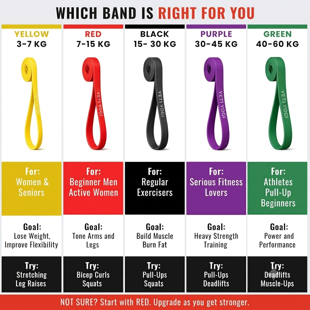 Resistance levels for five YETI YOGI loop bands