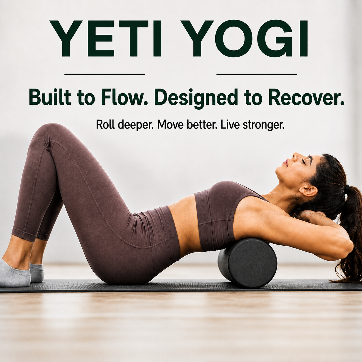 YETI YOGI Smooth Foam Roller – Black – upper-back recovery use
