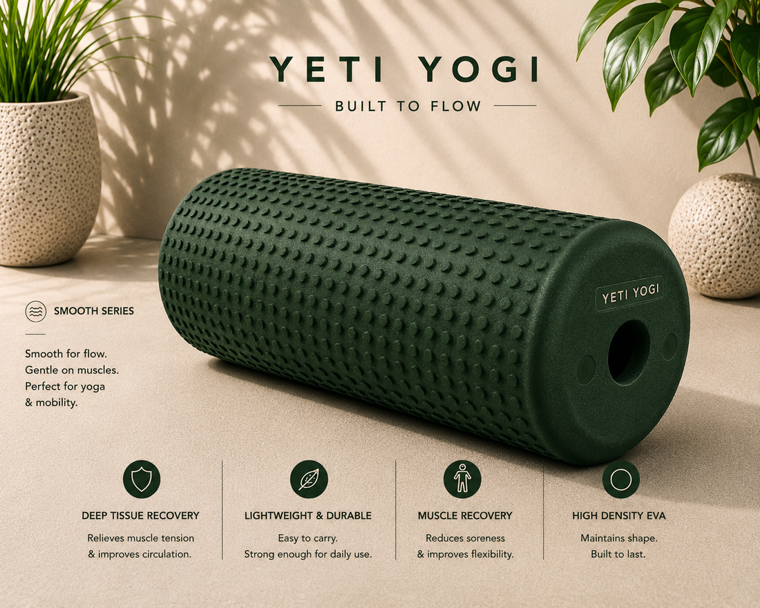 YETI YOGI smooth foam roller in Forest Green