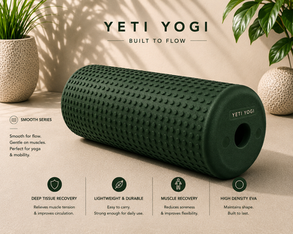 YETI YOGI smooth foam roller in Forest Green