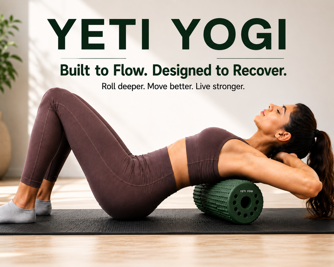 Forest Green smooth foam roller used for back recovery