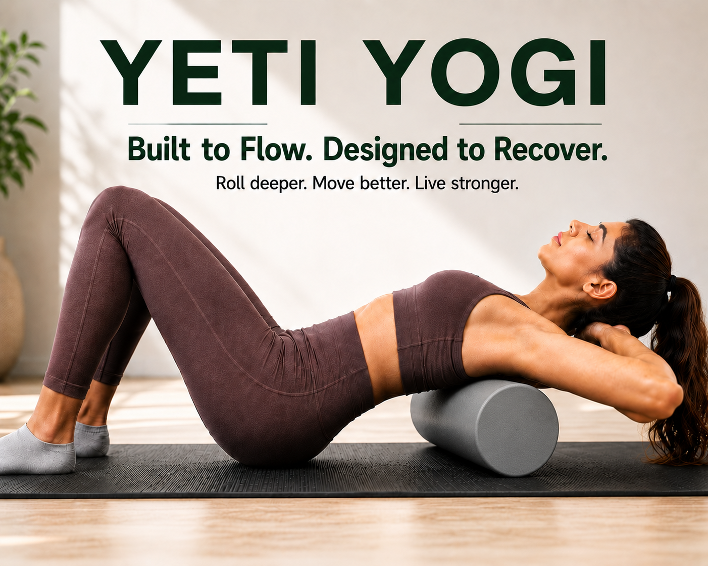 YETI YOGI Smooth Foam Roller – Stone Grey – upper-back recovery use