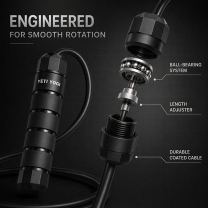 Black skipping rope ball-bearing rotation and length adjuster