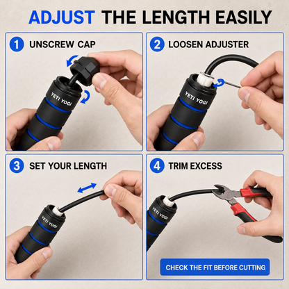 How to adjust the Blue skipping rope length