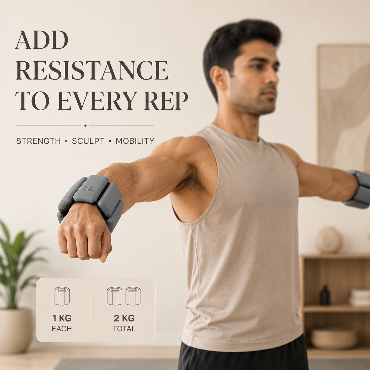 Stone Grey wrist weights for upper-body strength training