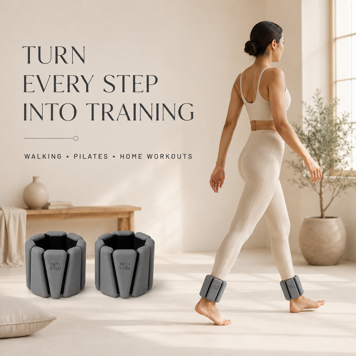Stone Grey ankle weights for walking and lower-body training