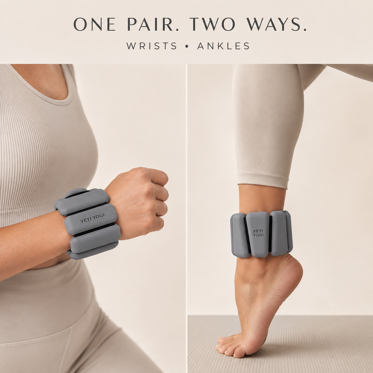 Stone Grey ankle and wrist weights for wrist and ankle use