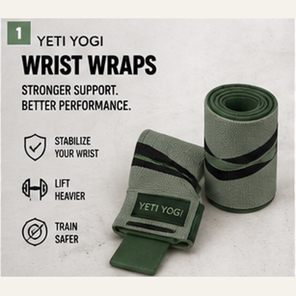 YETI YOGI wrist wrap Graphite Sage hero infographic