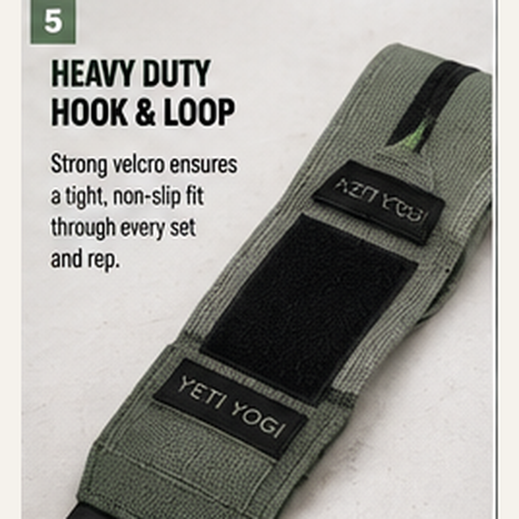 YETI YOGI wrist wrap Graphite Sage heavy duty hook and loop