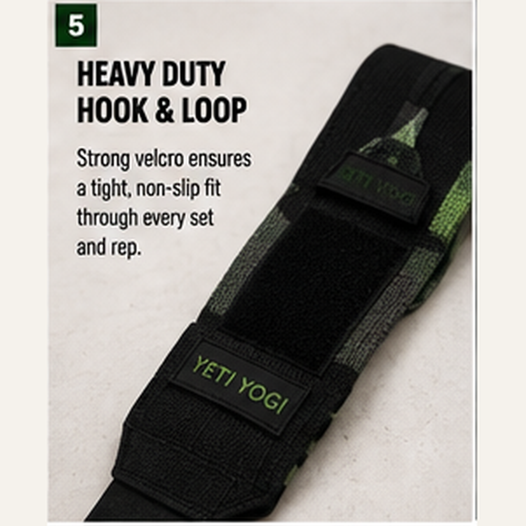 YETI YOGI wrist wrap Midnight Black Forest Green heavy duty hook and loop