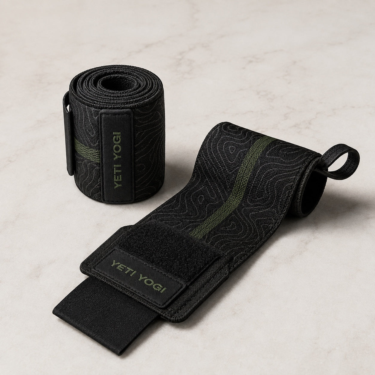 YETI YOGI Premium Gym Wrist Wraps Midnight Black Forest Green