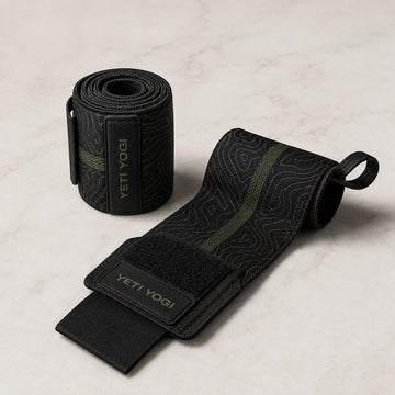 YETI YOGI Premium Gym Wrist Wraps Midnight Black Forest Green