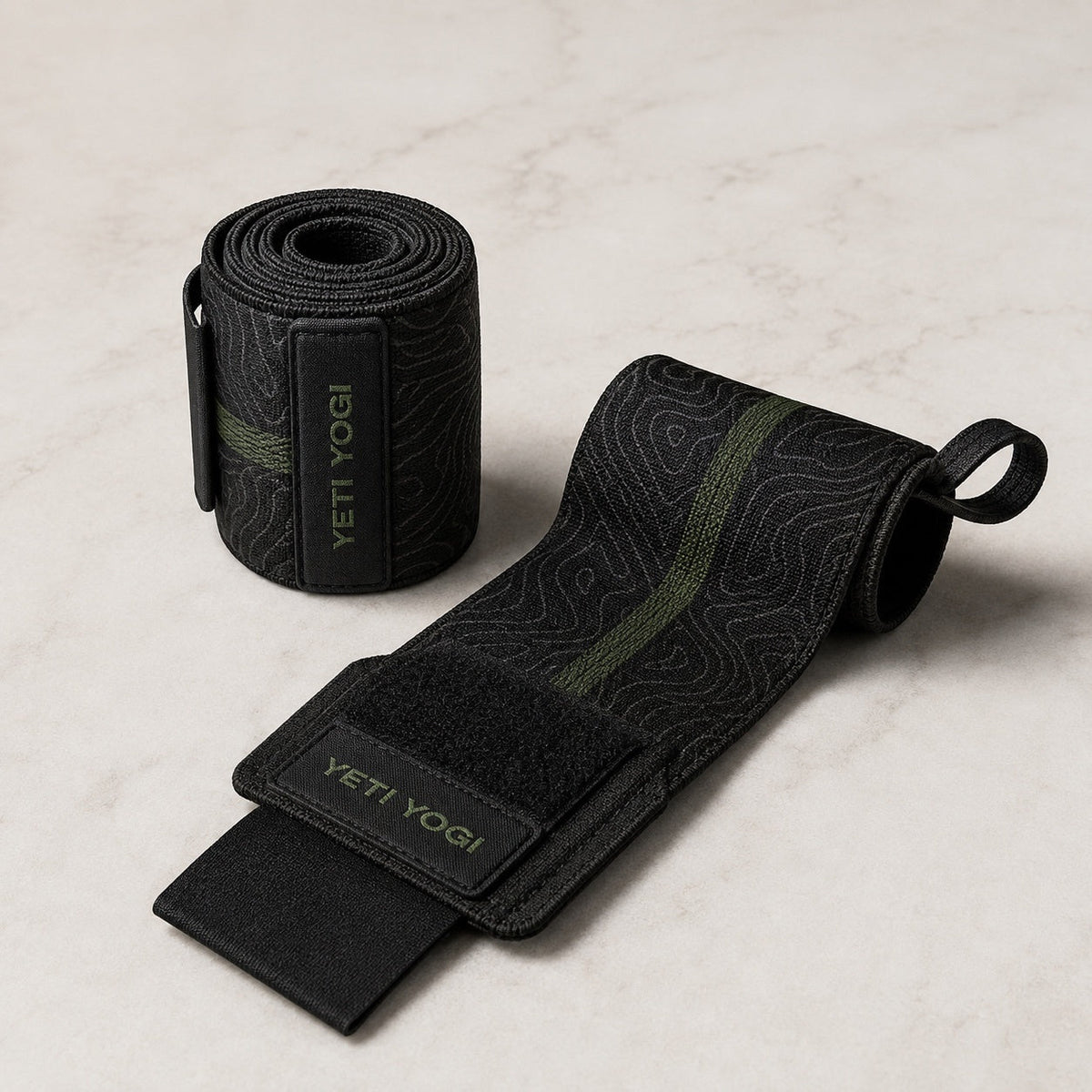 YETI YOGI Premium Gym Wrist Wraps Midnight Black Forest Green