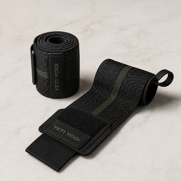 YETI YOGI Premium Gym Wrist Wraps Midnight Black Forest Green