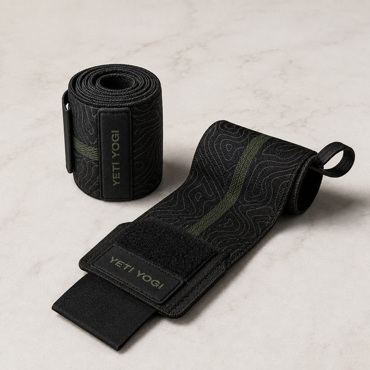YETI YOGI Premium Gym Wrist Wraps Midnight Black Forest Green