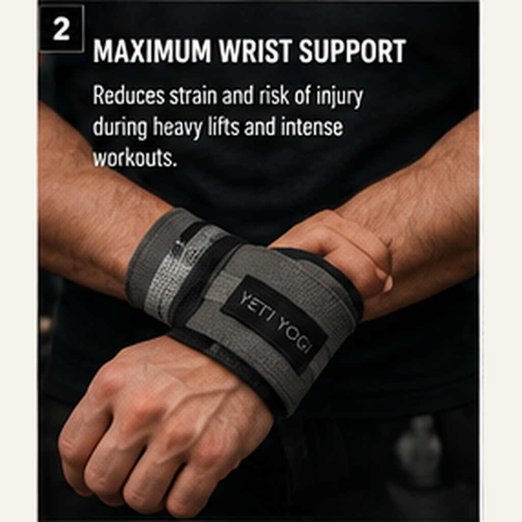 YETI YOGI wrist wrap Stone Charcoal Black maximum wrist support