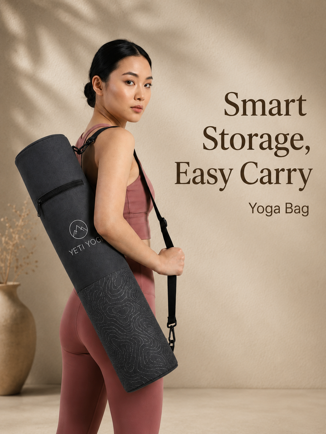 Himalayan Contour yoga mat bag carried over the shoulder