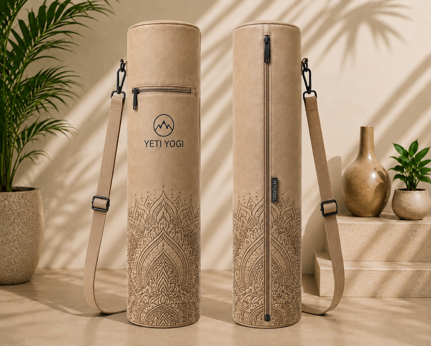 Mandala Gradient yoga mat bag front and back views