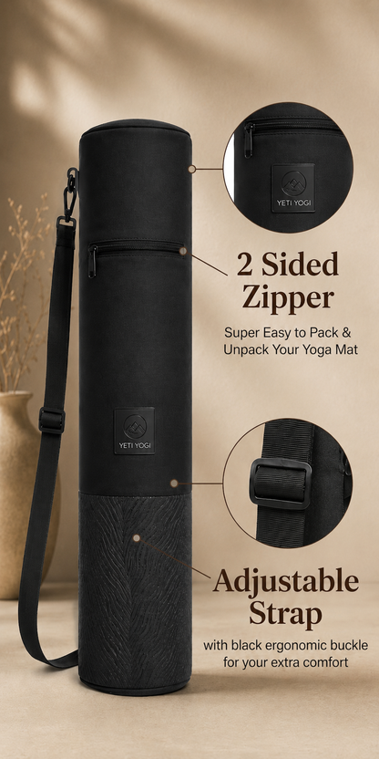 Yeti Fur Texture yoga mat bag zipper and adjustable strap