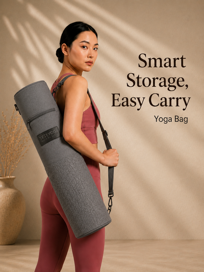 Zen Geometry yoga mat bag carried over the shoulder