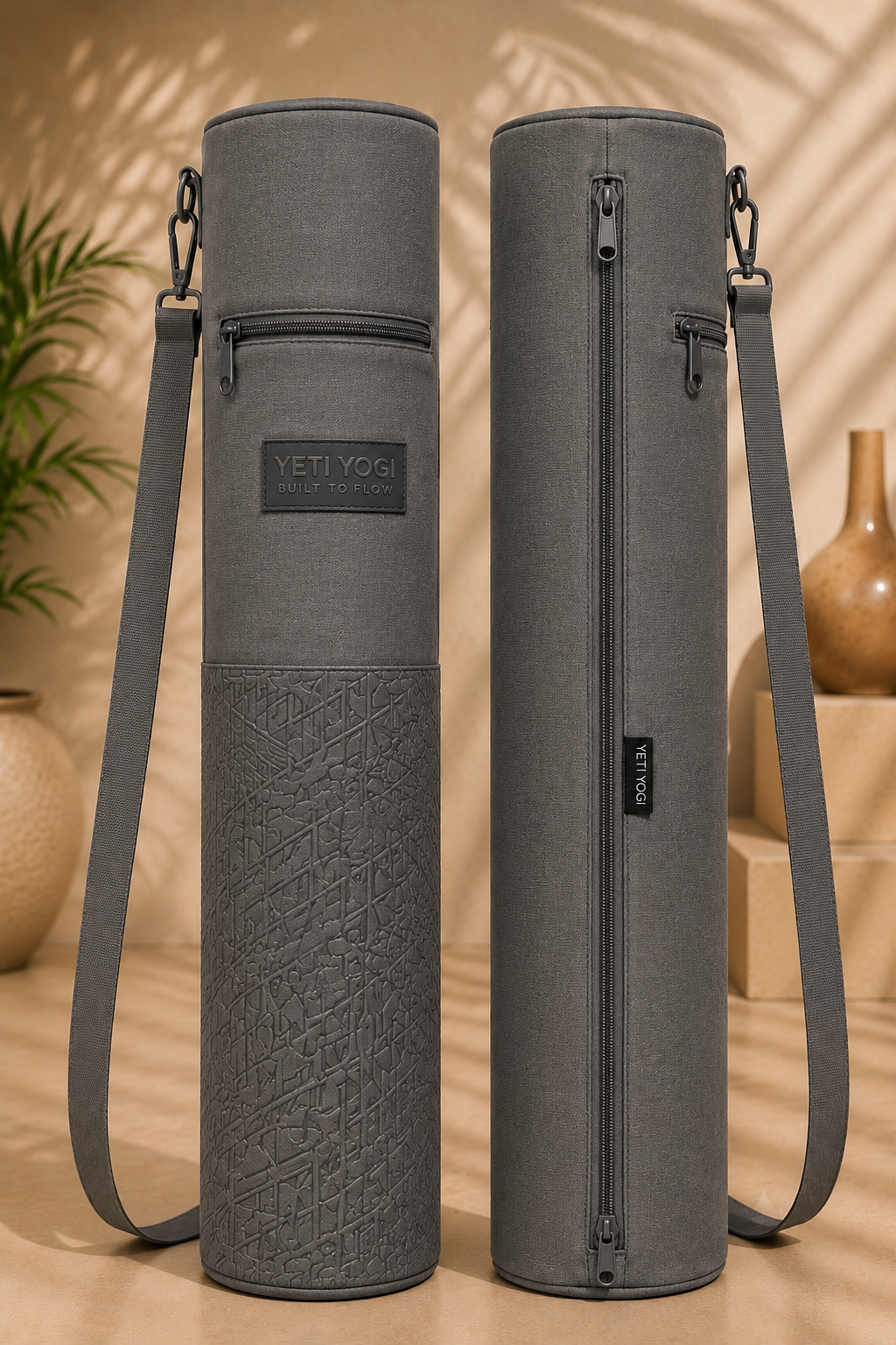 Zen Geometry yoga mat bag front and back views