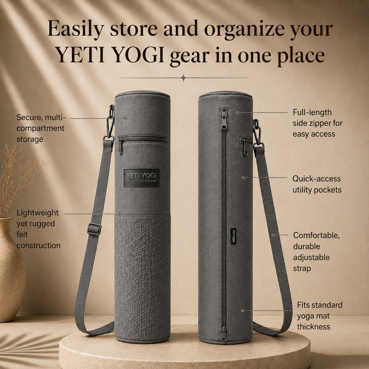 Zen Geometry yoga mat bag storage features