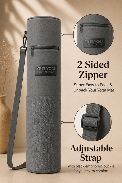 Zen Geometry yoga mat bag zipper and adjustable strap