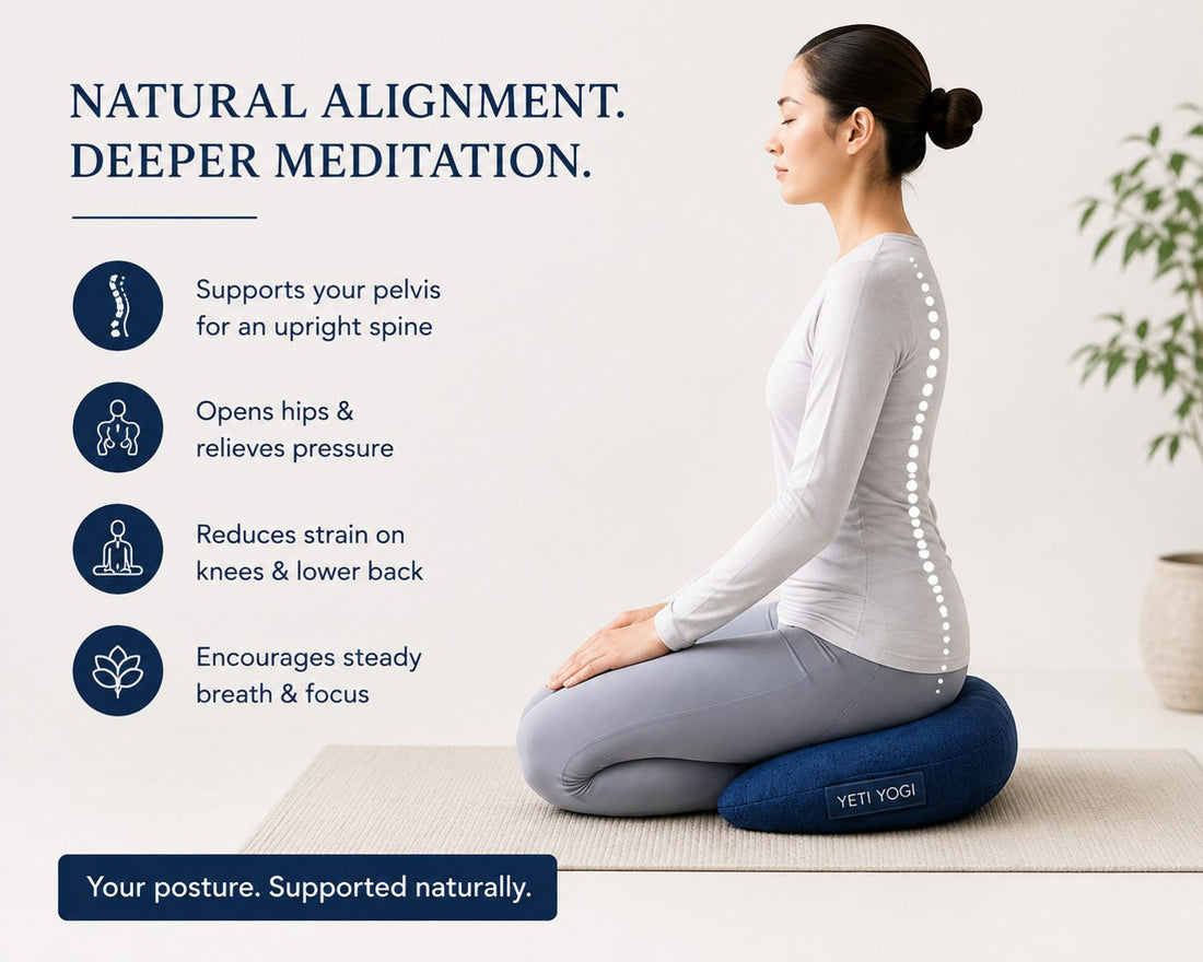 Crescent – Midnight Blue | YETI YOGI Zafu meditation cushion hero