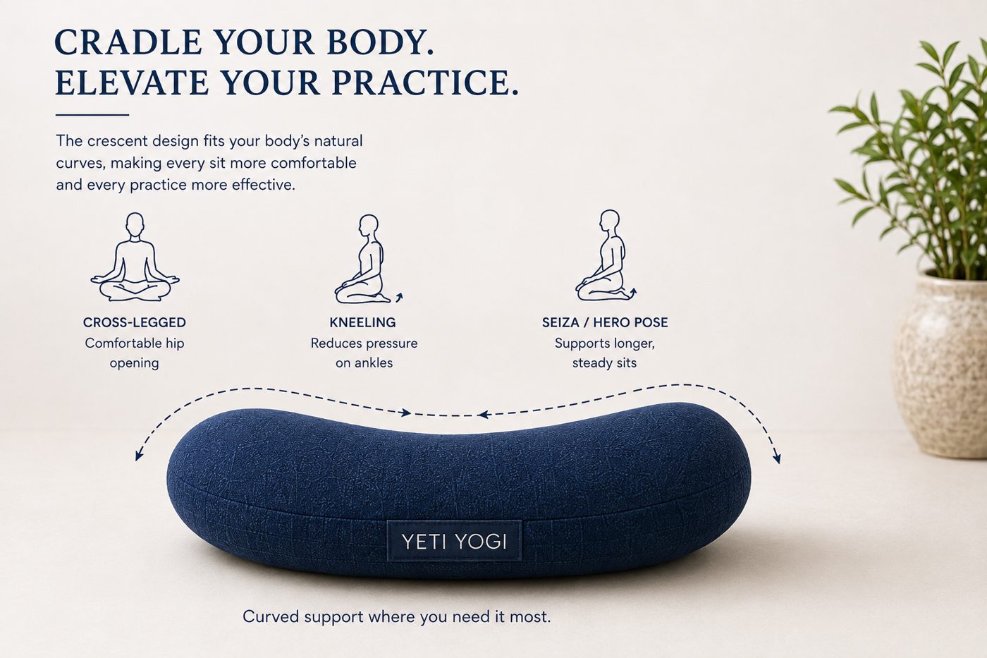Crescent – Midnight Blue | YETI YOGI Zafu infographic 4