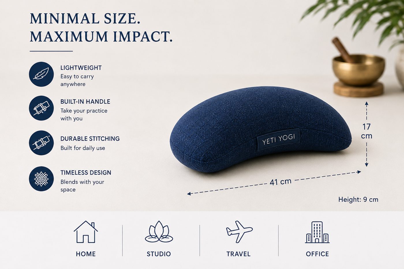 Crescent – Midnight Blue | YETI YOGI Zafu infographic 5