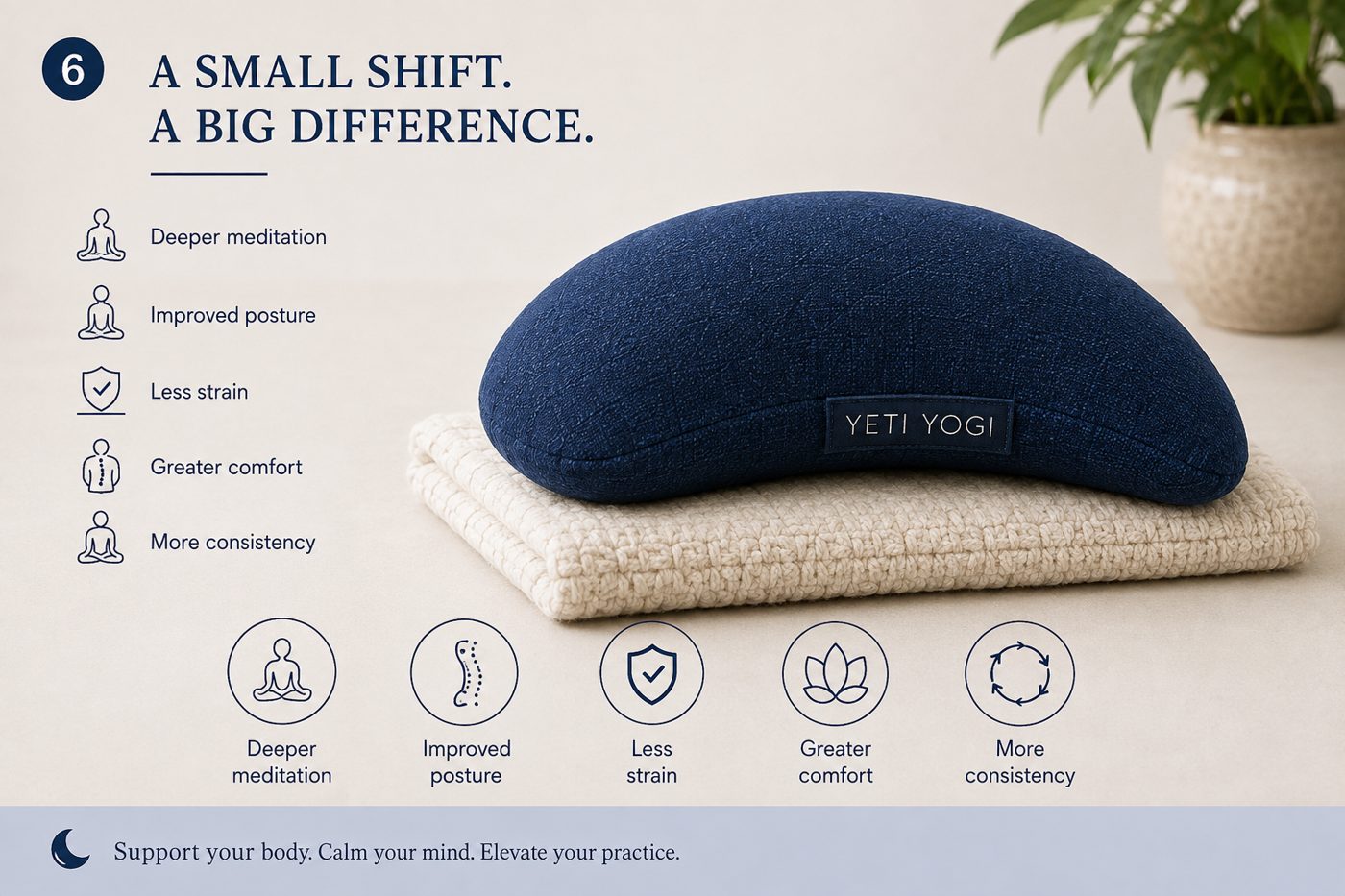 Crescent – Midnight Blue | YETI YOGI Zafu infographic 6