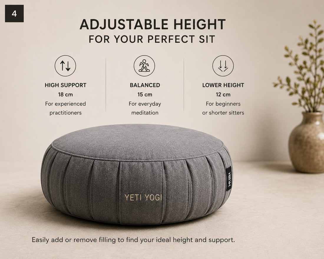 Round – Stone Grey | YETI YOGI Zafu meditation cushion hero