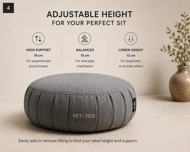 Round – Stone Grey | YETI YOGI Zafu adjustable height guide