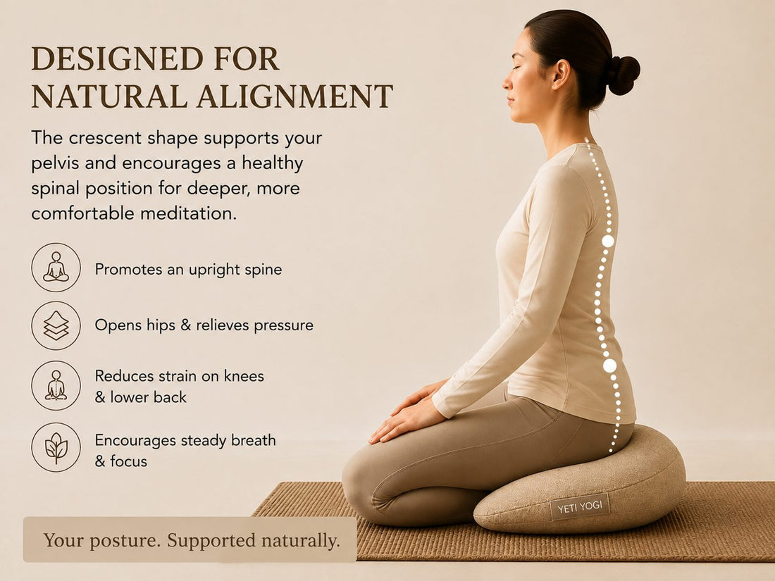 Crescent – Sand Beige | YETI YOGI Zafu meditation cushion hero