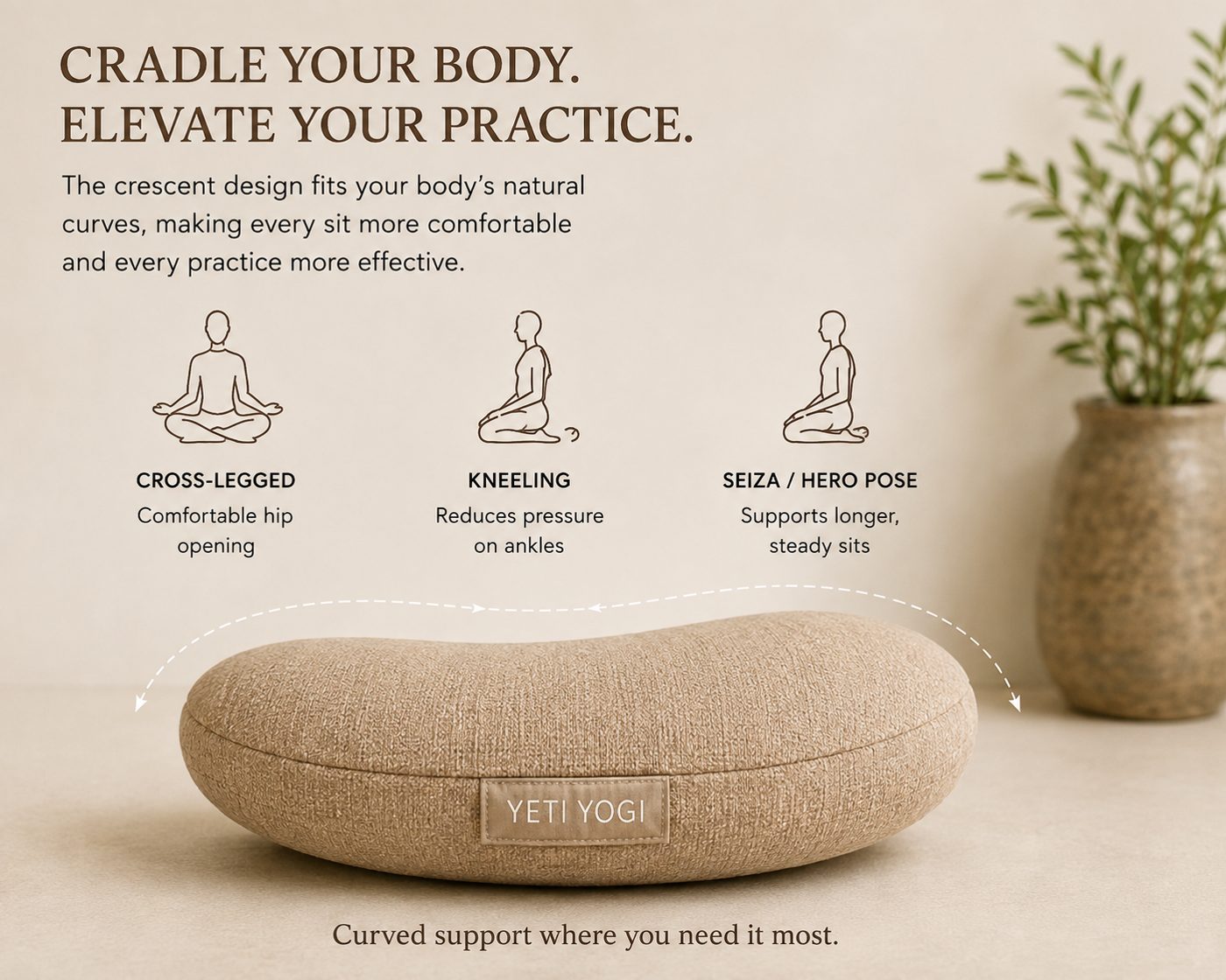Sand Beige Crescent Zafu infographic 4
